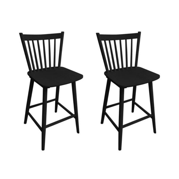 One Allium Way® Set Of 2 24'' Solid Wood Windsor Back Counter Height